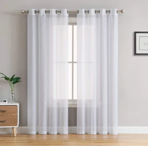 2 Piece Semi Sheer Voile Window Treatment Curtain Grommet Panels for Bedroom ... - Picture 1 of 1