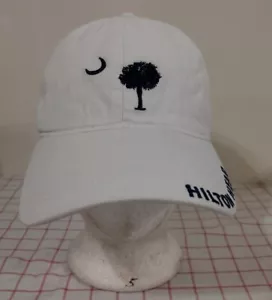 Hilton Head Hotel Cap Hat White Embroidered Half Moon Tree Travel Vacation Golf - Picture 1 of 6