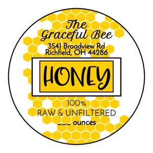 Graceful Bee Homemade Honey jar labels/Stickers  216 2.5 inch labels custom - Picture 1 of 2