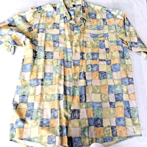 Camisa De Colección Georg Roth de Alemania Para Hombres Grande Geométrica Manga Corta 41/42 Amarilla - Imagen 1 de 3