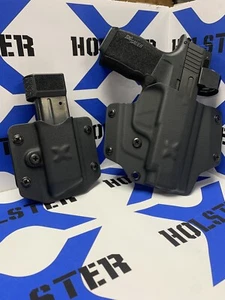 P365XL SIG+ Mag Carrier Owb RH Kydex Holster Black Optics Cut Red Dot - Picture 1 of 10