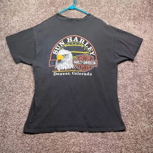 Vintage 90s Harley-Davidson T-Shirt Men's XL American Eagle Denver Colorado - Picture 1 of 6