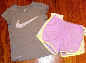NIKE SPORT AUTHENTIC TODDLERS GIRLS ORIGINAL BRAND NEW 2Pc SHORTS SET Sz 6, NWT - Picture 1 of 2