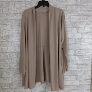 Blazer a maglia liquida Susan Graver 1 x marrone aperto carriera business capsule armadio - Foto 1 di 9