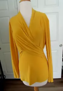 DKNY Thread Soft Wrap Women's Top Yellow NWT Size S - Picture 1 of 2
