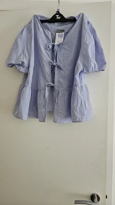 Primark Blue and white stripe tie Top Size 18 - Image 1 of 4
