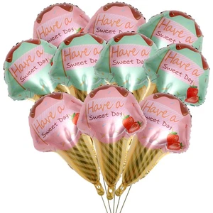 10 Pcs Ice Cream Child Decorative Balloons Aluminum Foil - Picture 1 of 12