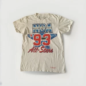 VTG 90’s MITCHELL NESS NBA ALL STAR GAME Y2K 1993 WHITE T SHIRT COTTON 2012 SZ M - Picture 1 of 5