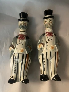 2 Vintage Ceramic Gentlemen Figure Bourbon Decanter Made in Japan 9.5” - Picture 1 of 2