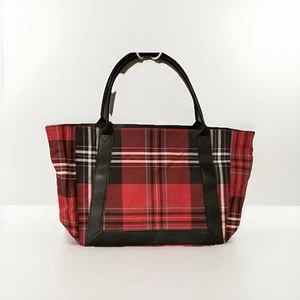 Victorias Secret Weekend Tote Bag Red & Black Plaid Roses Limited Edition NWT - Picture 1 of 7