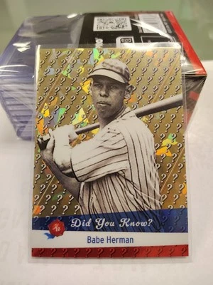2025 Historic Autographs Babe Herman Did You Know? Orange Ice #/300 Dodgers - Image 1 of 3
