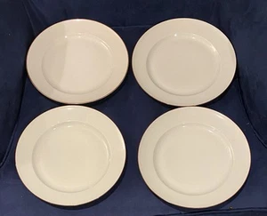 Alfoldi Porcelain Hungary White With Brick-Red Edge Dinner Plates Set 4 - Picture 1 of 12