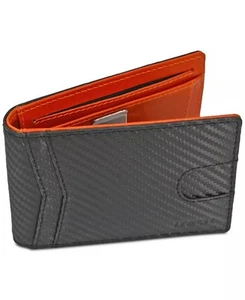 ITech Men's Textured Leather Bi-Fold Wallet & Money Clip - Black 4.5"x3"x.037 - Picture 1 of 5
