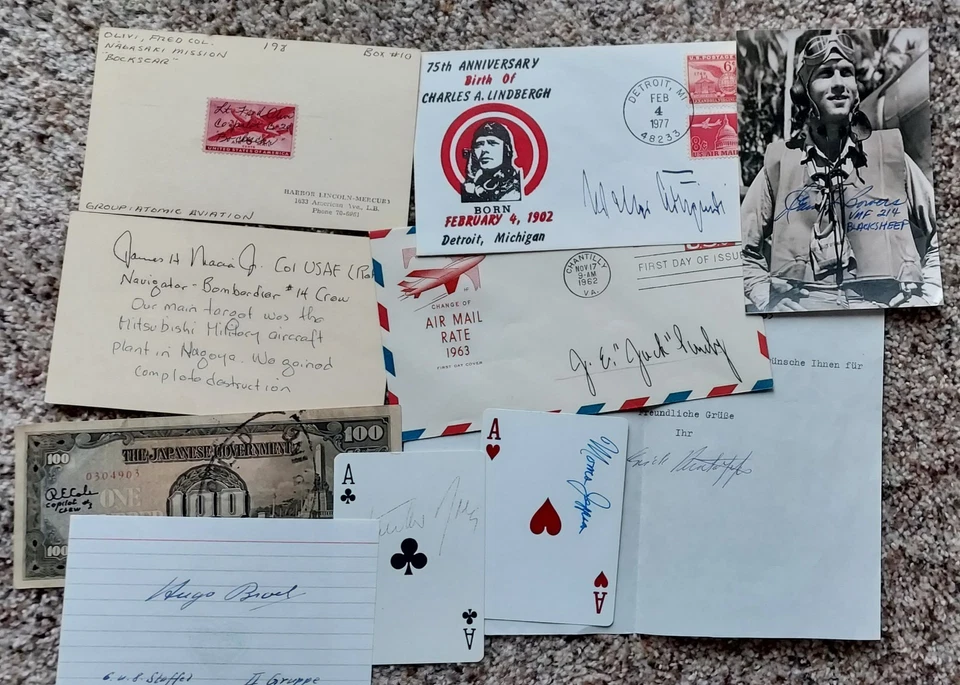 11 autógrafos de la Segunda Guerra Mundial - lote de distribuidor - Doolittle Raiders, Enola Gay, Luftwaffe +++ Foto 1 de 1