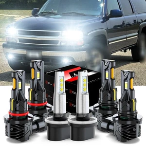 For Chevy Tahoe Suburban 1500 2500 2001-2006 LED Headlight Fog Light Bulbs Kit - Picture 1 of 21