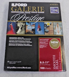 Ilford Galerie Prestige Smooth Pearl 310gsm Inkjet Photo Paper 8.5" x 11 Sheets - Picture 1 of 3