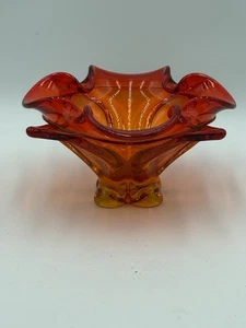 Vidrio Vikingo "Épico" Prensado 4 Láminas Patas Cuenco Amberina Vintage Decorativo - Imagen 1 de 5