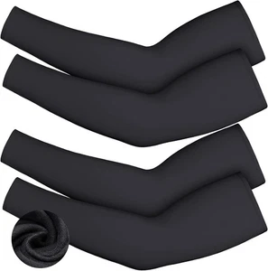 4 Pieces Thermal Arm Warmer Compression Sleeve for Men Women Small, Black - Picture 1 of 6