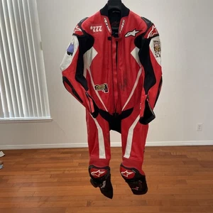 Men's Alpinestar Professional Leather Superbike Moto Suit Size 42 - Picture 1 of 22