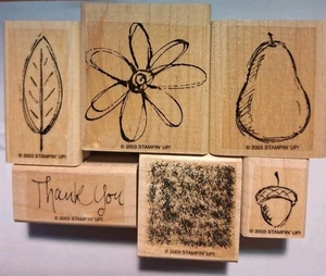 Stampin Up "All Natural" 2003 Set of 6 Stamps New! - Picture 1 of 4