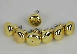 Set 7 High Polish Brass Knob Drawer pulls Size 1.25" - 1-1/4" - Picture 1 of 8
