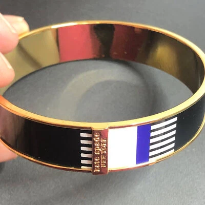 3805 KATE SPADE Crucero Dorado Pulsera Esmalte Azul Negro 8" Foto 1 de 2