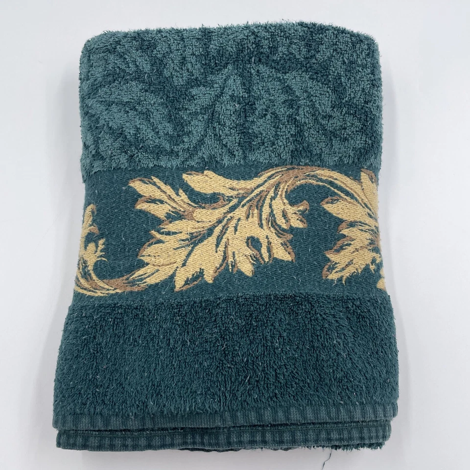  Toalla de baño Wamsutta vintage - 44x24 verde floral - hecha en EE. UU.   Foto 1 de 4