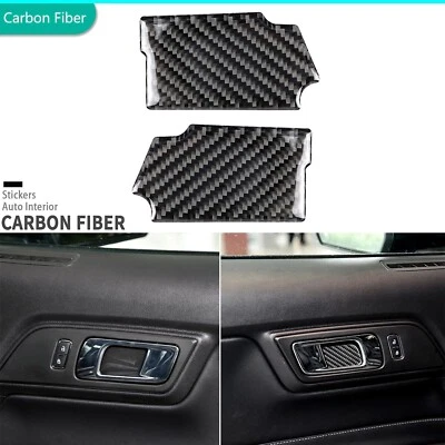 Real Carbon Fiber Interior Door Handle Bowl Cover Trim For Ford Mustang GT 24-25 - Image 1 of 4