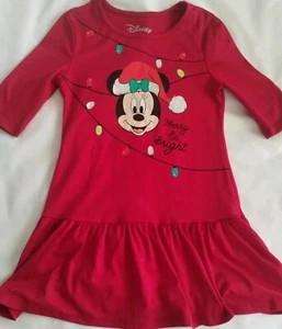 GIRL'S RED DISNEY MINNIE MOUSE CHRISTMAS LIGHTS PULL-OVER STRETCH DRESS XS 4/5 - Picture 1 of 6