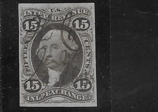 US Scott R40a, 15 Cent Inland Exchange, Brown, Used, NG, F/VF - Image 1 of 1