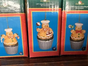 Christmas Gingerbread Hinged Boxes Set Of 3 Kurt Adler New - Picture 1 of 1