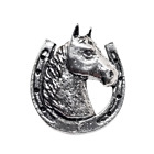Horse Shoe Pin Pewter Badge Horse Pin Lucky Shoe Brooch Tie Lapel Pin A R Brown