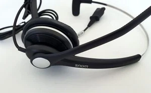 Snom SNO-A100M Wired Headset QD Quick Release Single Ear Headband 1m Cord w Clip - Picture 1 of 8