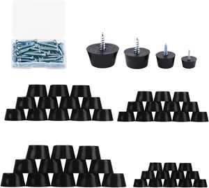 48PCS 4 Size anti Scratch Screw-On round Black Rubber Feet Bumpers Pads - Picture 1 of 12