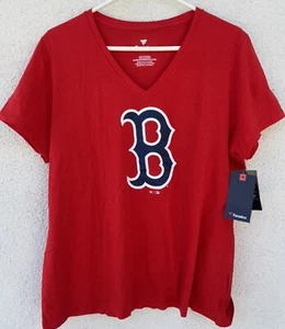 Fanatics Boston Red Sox Woman’s Red V-Neck T-Shirt NWT MSRP $45 - Picture 1 of 6