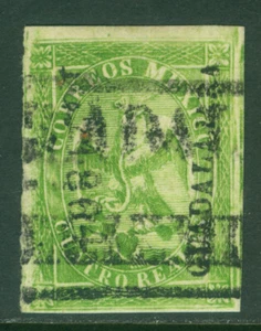 MEXICO 1864  Eagle 4r green - Guadalajara 71 - dist. ovpt  Sc# 24a  used VF - Picture 1 of 2