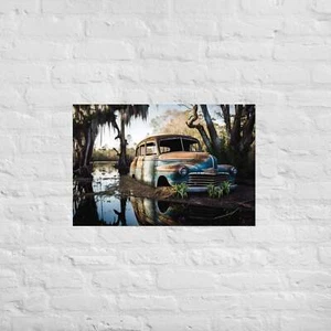 Abandoned Classic Car in the Bayou v6 - Poster - Picture 1 of 9