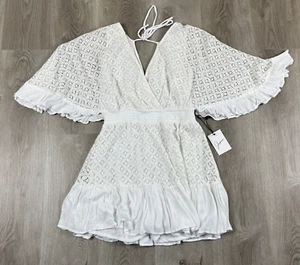 Japna Romper Dress White Crochet Style Lace Size Large - Picture 1 of 14