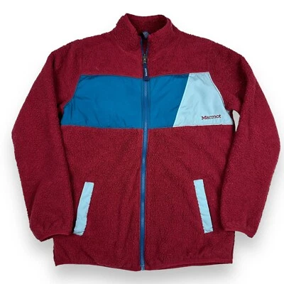 Chaqueta polar Marmot juvenil XL cremallera completa ladrillo rojo azul marroquí bloques de color Sherpa Foto 1 de 4