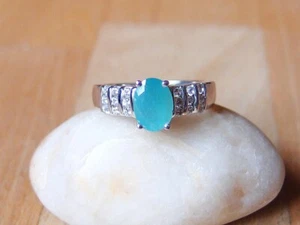 Natural Grandidierite & Natural Zircon Solitaire 925 Sterling Silver Ring Size M - Picture 1 of 5