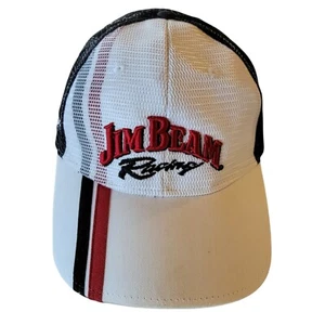 Jim Beam Racing Mesh Adjustable Hat  Cap Robby Gordon #7 Nascar White w/ Stripes - Picture 1 of 11
