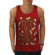 Wellcoda Million dollars Mens Tank Top, Money helps Active Sports Shirt