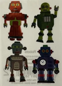 ROBOT Foil Stickers(4pc)Mrs. Grossman’s•Beep Beep•Machine •Motor•Metal• - Picture 1 of 5