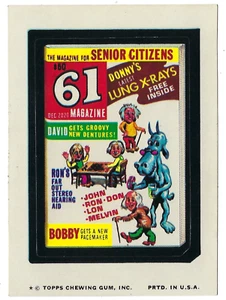 Topps Wacky Packages 1974 11ª serie 11 - revista "61" casi nueva alta calidad - Imagen 1 de 1