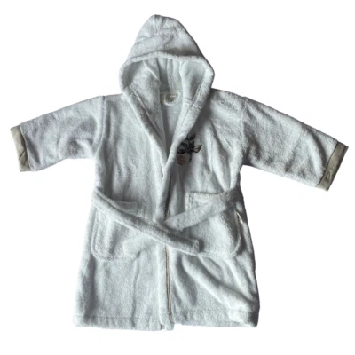 Детский халат 1-2 года с набором из 3 подходящих полотенец. 100% органический хлопок белый - Изображение 1 из 4