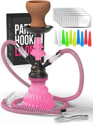 Shisha Set komplett Reise mini 2 Schläuchen 30cm rosa Wasserpfeife M. ROSENFELD - Bild 1 von 4