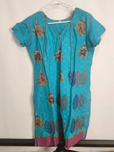 Ricamo Multicolore Design Donna Kurta, Indiana Bellissima Donna, Upcycling XL - Foto 1 di 5