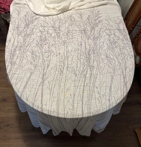 Gray & White Neutral Botanical Print Curtains, 4 full length panels - Picture 1 of 5