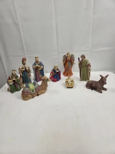 Nativity Scene Pieces 9 Porcelain Figures 8" 3 Kings Holy Family Angel Camel EUC - Picture 1 of 15