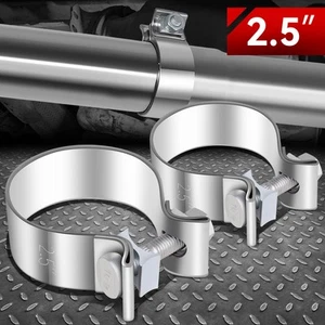 2Pcs 2.5" T409 Stainless Steel Narrow Band Muffler Exhaust Pipe Clamp Sleeves - Bild 1 von 6